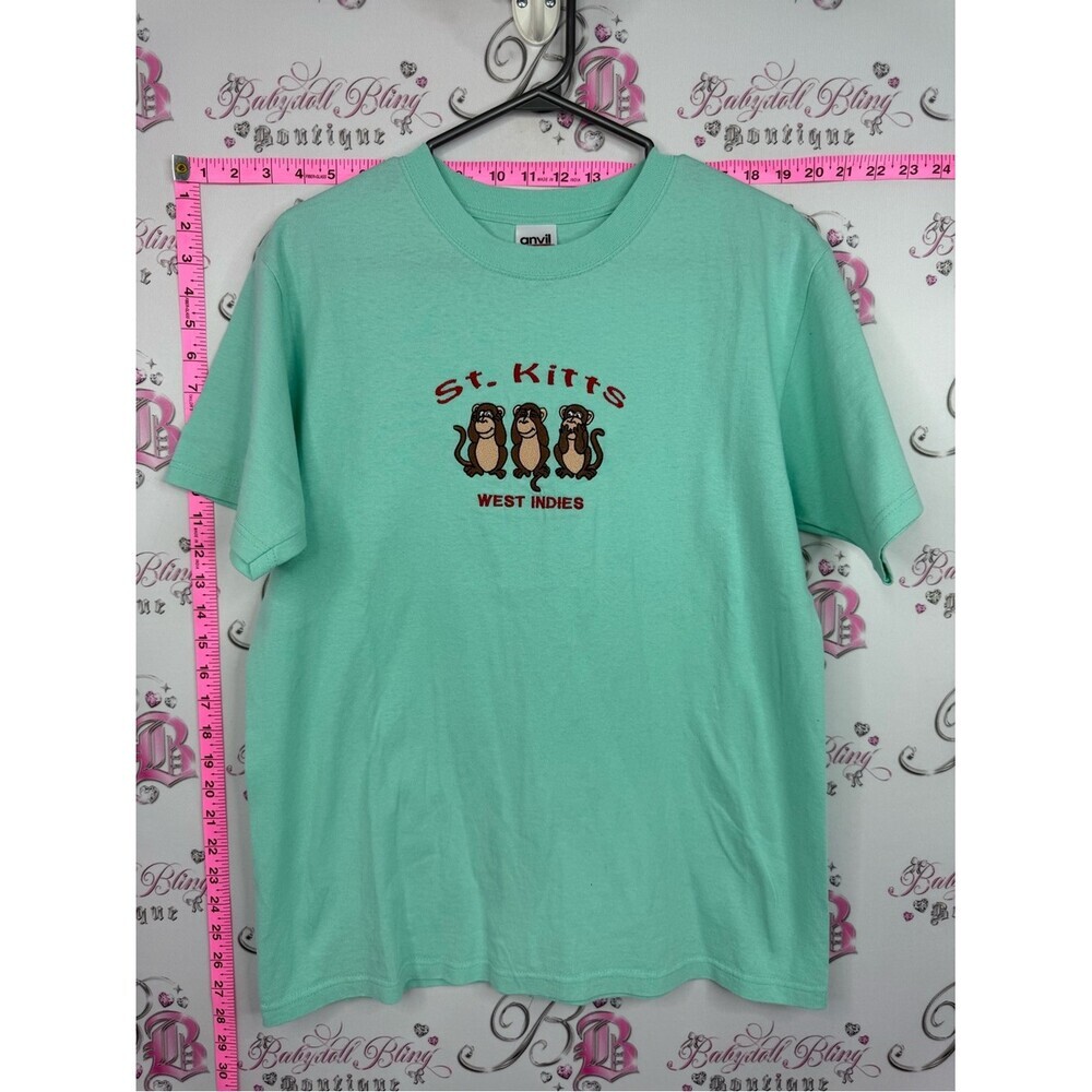 St. Kitts West Indies Mint Green Graphic Tee monkeys 🐒